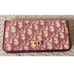 Christian Dior Vintage Monogram Trotter Pattern Canvas Bi-Fold Long Wallet